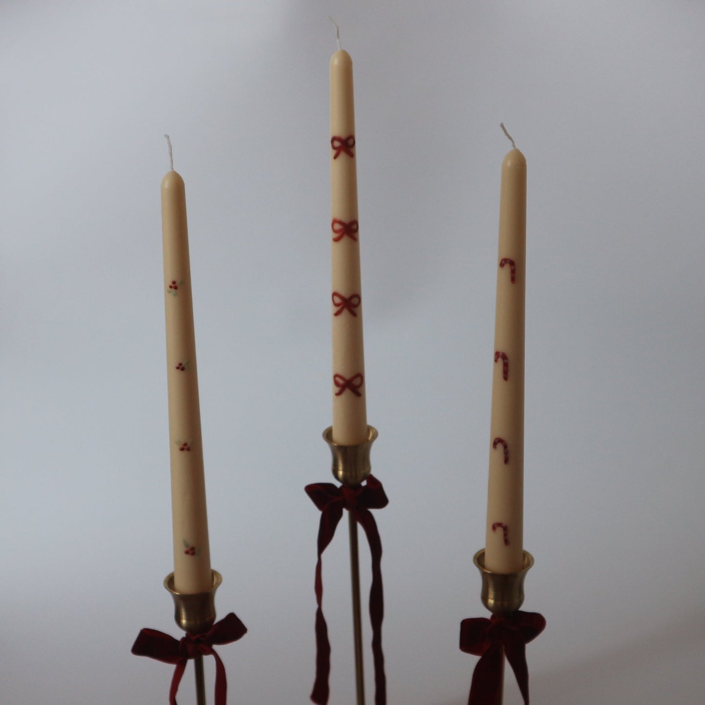 Holiday Taper Candle｜Holiday Set （リボン・キャンディケーン・ヤドリギ）