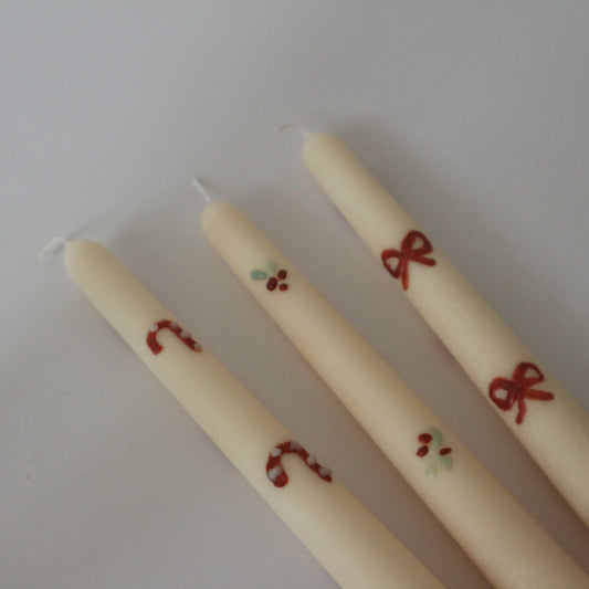 Holiday Taper Candle｜Holiday Set （リボン・キャンディケーン・ヤドリギ）